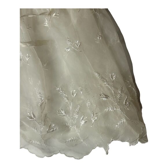 1950's Carol Joy Creation Christening Dress Sheer Satin Ribbons Lace White Gown - Picture 10 of 14